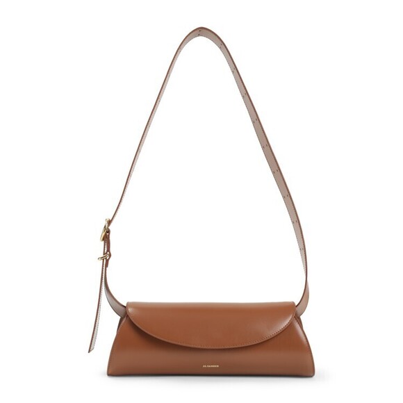 Jil Sander Structured Brown Calf Leather Cannolo Shoulder Bag - NWT